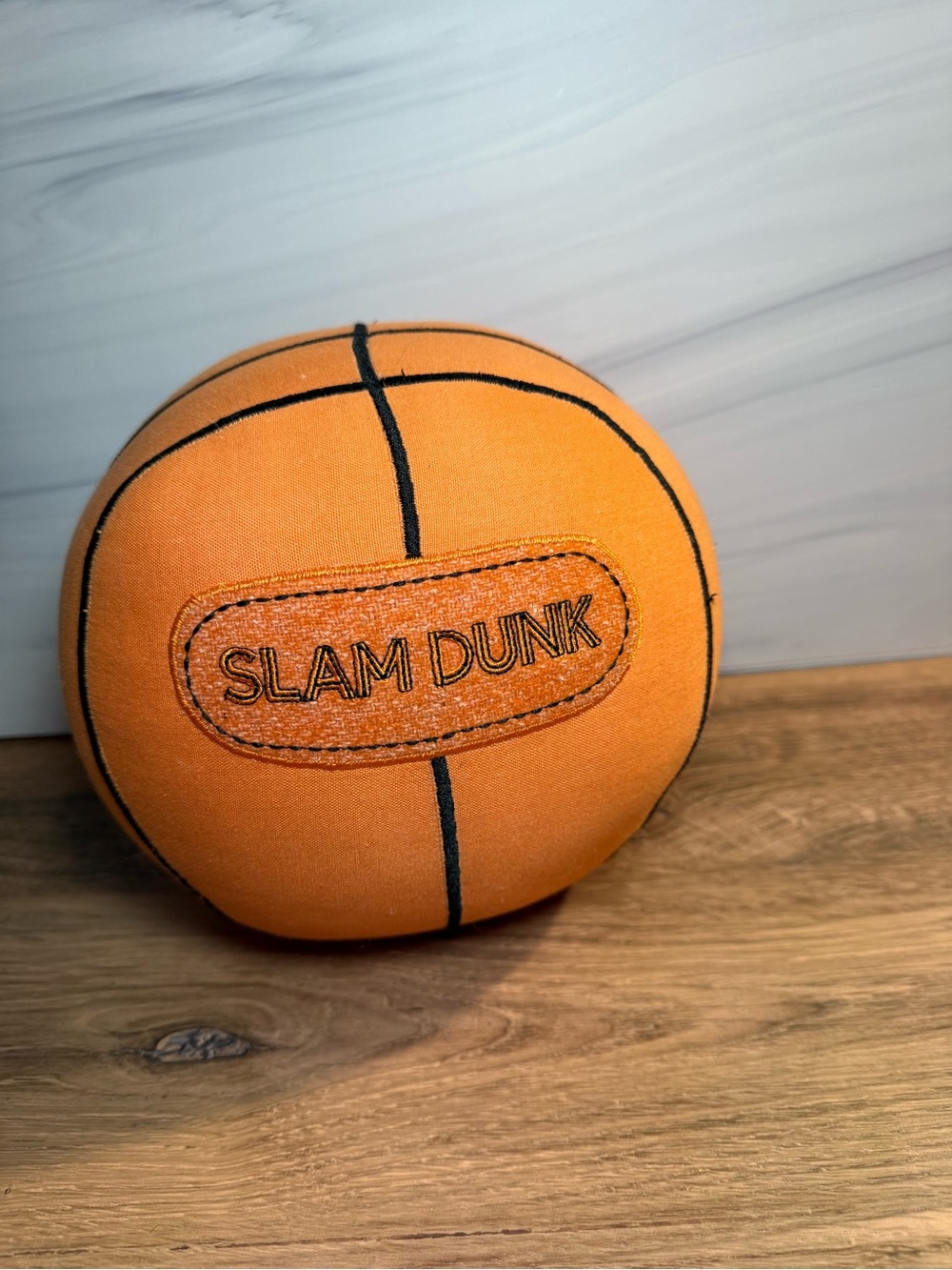 Crate & Barrel Slam Dunk Basketball Throw Pillow Sports Decor 14"